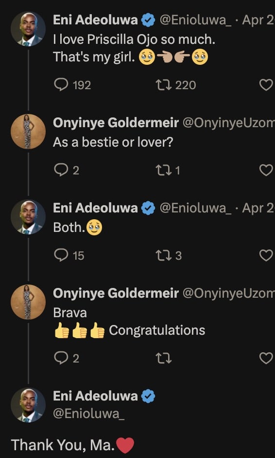 Enioluwa finally opens up on his relationship with Priscilla Ojo